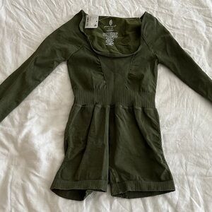Olive Green Long Sleeve Free people “runsie”